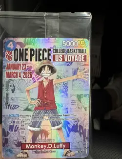 Bandai Monkey.D.Luffy P-055 US Voyage Promo Full Art Holo One Piece CCG Card - Image 1