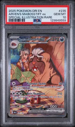 2025 POKEMON DRI EN-DESTINED RIVALS #235 ARVEN'S MABOSSTIFF EX PSA 10 - Image 1