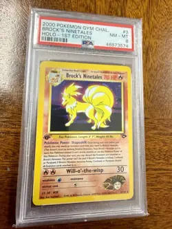 Pokemon Brock's Ninetales Gym Challenge 1st Edition Holo Rare PSA 8 English - Image 1