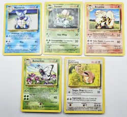 Vintage Pokemon Lot Of 5 Cards WOTC Base 2 Wartortle Ivysaur Arcanine Lickitung - Image 1