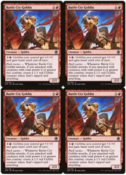 MTG Battle Cry Goblin x4 Adventures in the Forgotten Reams Uncommon NM Playset - Image 1