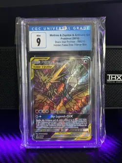 CGC Mint 9 Moltres & Zapdos & Articuno GX Stained Glass Pokemon SM210 - Image 1