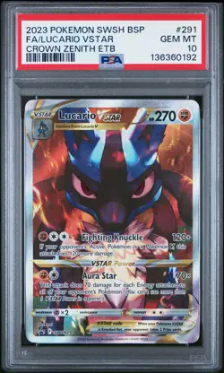 2023 POKEMON SWSH BLACK STAR PROMO #291 FULL ART/LUCARIO VSTAR PSA 10 - Image 1