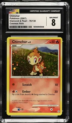 Chimchar Pokemon (2007) Diamond & Pearl - 76/130 Cosmos Holo CGC 8 * Swirl *!! - Image 1
