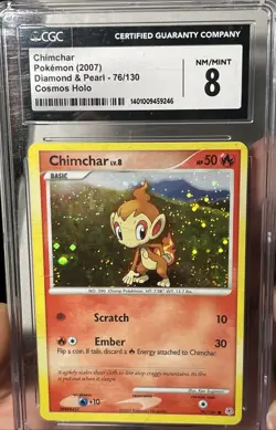 Chimchar Pokemon (2007) Diamond & Pearl - 76/130 Cosmos Holo CGC 8 * Swirl *!! - Image 3