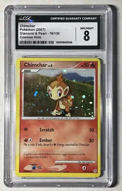 Chimchar Pokemon (2007) Diamond & Pearl - 76/130 Cosmos Holo CGC 8 * Swirl *!! - Image 4