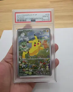 Pokemon Pikachu 218/SV-P SV-P Promo Holo Japanese 2024 PSA 10 Summer Get - Image 1