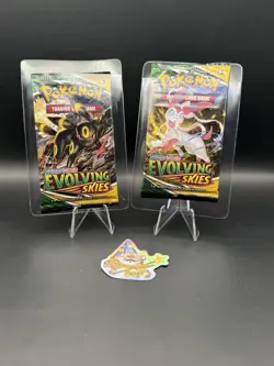2X 2021 Pokemon SWSH Evolving Skies Booster Pack SEALED - Image 1