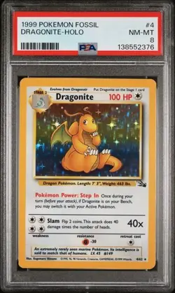 Dragonite Holo 1999 Pokemon Fossil Set #4 PSA 8 NM-MT – Vintage WOTC - New Cert - Image 1