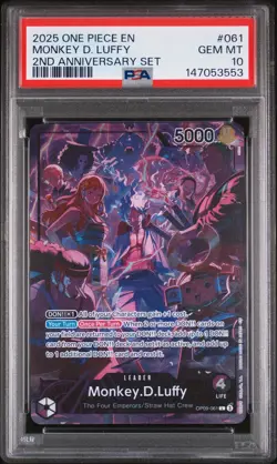 2025 One Piece Monkey D. Luffy #061 English 2nd Anniversary Set PSA 10 - Image 1