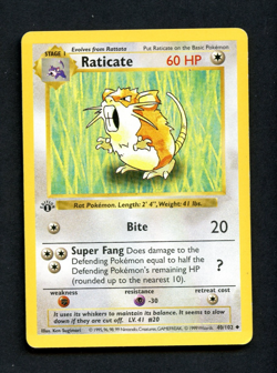 Pokemon Card: 1st Edition RATICATE Base Uncommon (MP) - Image 1