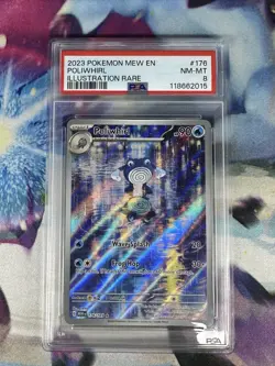 Pokemon 2023 Mew EN151 Poliwhirl Illustration Rare Card #176 PSA 8 - Image 1