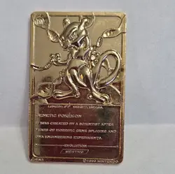 1999 Burger King Limited Edition Pokemon Trading Card 23K Gold Plated Mewtwo - Image 2