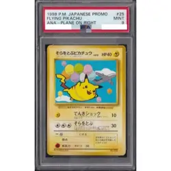 PSA 9 Flying Pikachu ANA 025 Plane On Right Promo Pokemon Card Japanese 1998 - Image 1