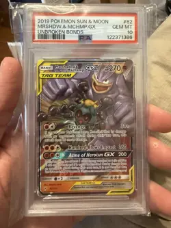 Pokemon TCG Marshadow & Machamp GX TAG TEAM Ultra Rare Holo 270 HP 82/214 PSA 10 - Image 1