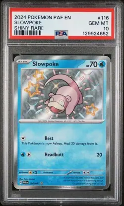 Pokemon TCG Slowpoke 116/091 S&V: Paldean Fates Shiny Rare PSA 10 Gem Mint - Image 1