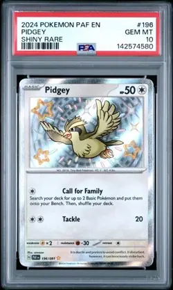2024 Pokemon PAF EN Pidgey Shiny RARE #196/091 GEM MINT 10 - Image 1