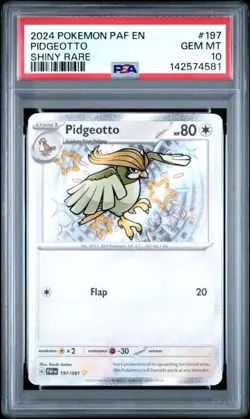 Pokemon Paldean Fates #197/091 Pidgeotto – Shiny Rare PSA 10 Gem Mint (2024) - Image 1
