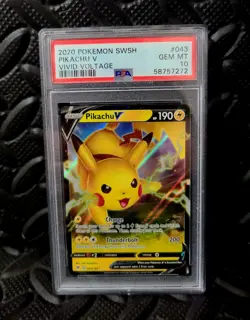 2020 Pokemon Vivid Voltage #043 Pikachu V PSA 10 Gem Mint - Image 1