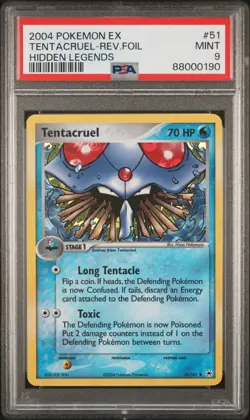 2004 Pokemon EX Hidden Legends Tentacruel Reverse Holo 51/101 PSA 9 - Image 1