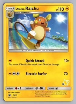 ALOLAN RAICHU - SM65 SM65 HOLO PROMO SUN & MOON PROMO POKEMON NM - Image 1