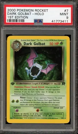 Pokemon Dark Golbat Team Rocket 1st Edition Holo Rare #7 PSA 9 Mint - Image 1