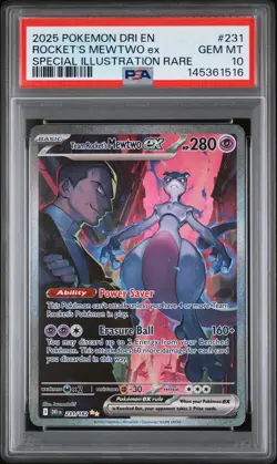 2025 POKEMON DRI EN-DESTINED RIVALS #231 TEAM ROCKET'S MEWTWO EX PSA 10 - Image 1