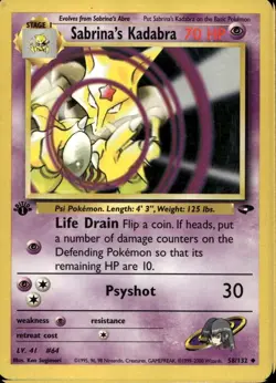 Sabrina's Kadabra 1st Ed 58/132 Uncommon WOTC Gym Challenge Pokemon - Image 1