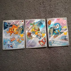 Pokemon First Partner Illustration Rare Turtwig Chimchar Piplup 30th Anniversary - Image 1