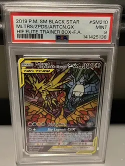 2019 POKEMON SM BLACK STAR PROMO FULL ART/MOLTRES & ZAPDOS & ARTICUNO GX PSA 9 - Image 1