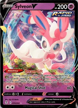 Poemon TCG Sylveon V - 074/203 Pokemon Card NM (SKU 1-4) - Image 1