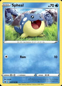 Pokemon TCG Card Spheal SWSH06: Chilling Reign 037/198 - Image 1