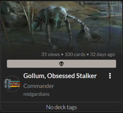 Gollum, Obsessed Stalker 100 PROXY Card Commander Deck - Sleeved - Image 1