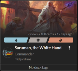 Saruman, the White Hand 100 PROXY Card Commander Deck - Sleeved - Image 1