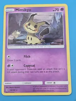 Mimikyu 58/145 - Holo Rare - Guardians Rising Pokemon Card MP - Image 1
