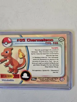 POKEMON Topps Card #5 CHARMELEON Holo Black Logo . Vgc - Image 5
