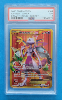 2015 Pokemon XY Breakthrough Mewtwo EX Secret Rare Full Art 164/162 PSA 7 - Image 1