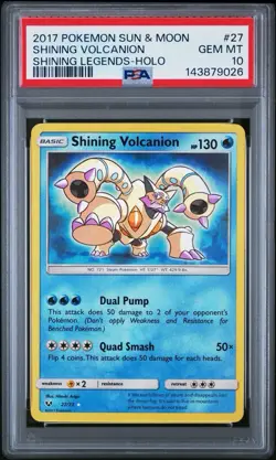 2017 POKEMON SUN & MOON SHINING LEGENDS #27 SHINING VOLCANION-HOLO PSA 10 - Image 1