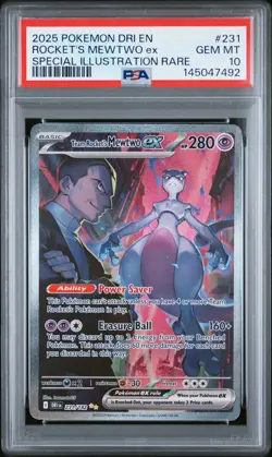 2025 POKEMON DRI EN-DESTINED RIVALS #231 TEAM ROCKET'S MEWTWO EX PSA 10 - Image 1
