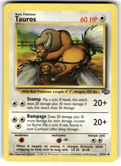 TAUROS 47/64 UC JUNGLE POKEMON UNLIMITED NM - Image 1
