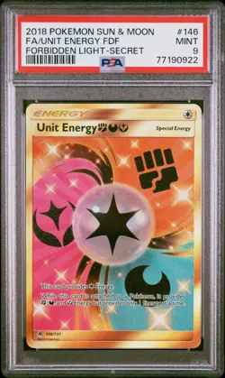 2018 POKEMON SUN & MOON FORBIDDEN LIGHT 146 FA/UNIT ENERGY FDF PSA 9 - Image 1
