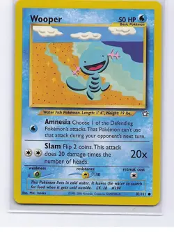 Wooper 82/111 Common Neo Genesis Pokemon Unlimited Near Mint - Image 1