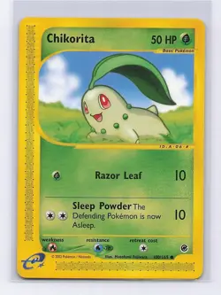 Chikorita 100/165 Common Expedition Base Set Pokemon Lightly Played - Image 1