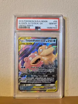 2019 POKEMON SUN & MOON UNIFIED MINDS #35 SLOWPOKE & PSYDUCK GX PSA 10 - Image 1