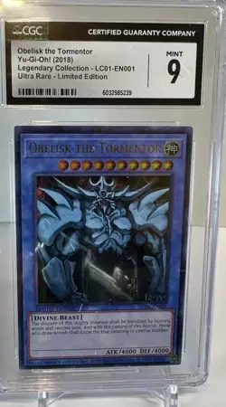 Yu-Gi-Oh! TCG Obelisk the Tormentor #LC01-EN001 English CGC 9 - Image 1