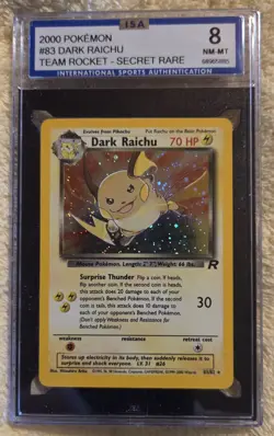 #83/82 Dark Raichu Team Rocket-Secret Rare 2000 Pokemon Card - Image 1