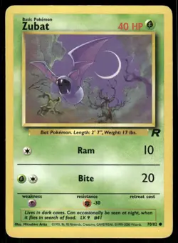 Pokemon Cards Zubat 70/82 Team Rocket WOTC Common LP - Image 1