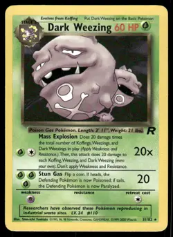 Pokemon Cards Dark Weezing 31/82 Team Rocket WOTC Rare NM - Image 1