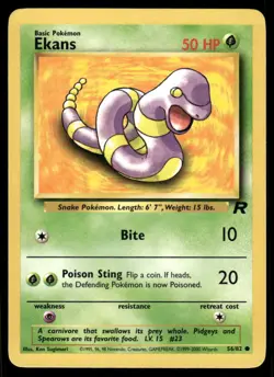 Pokemon Cards Ekans 56/82 Unlimited WOTC Team Rocket Common NM - Image 1