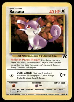 Pokemon Cards Rattata 66/82 Unlimited WOTC Team Rocket Common LP - Image 1